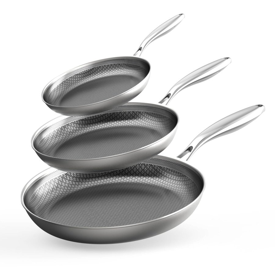 COOKER KING Stainless Steel Pans Set of 3 (8+10+12 Inch)